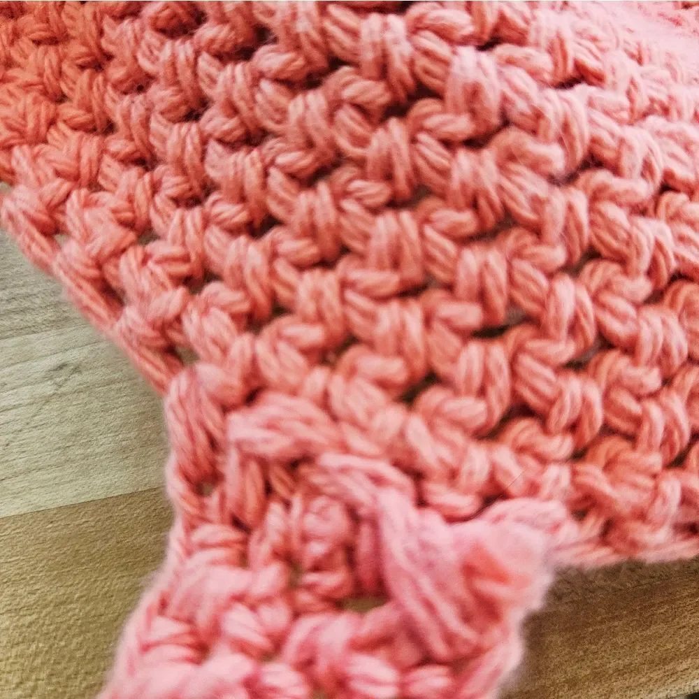Hand Crochet Large Oversized Coral Colorblock Boho Handled Tote Market Beach Bag